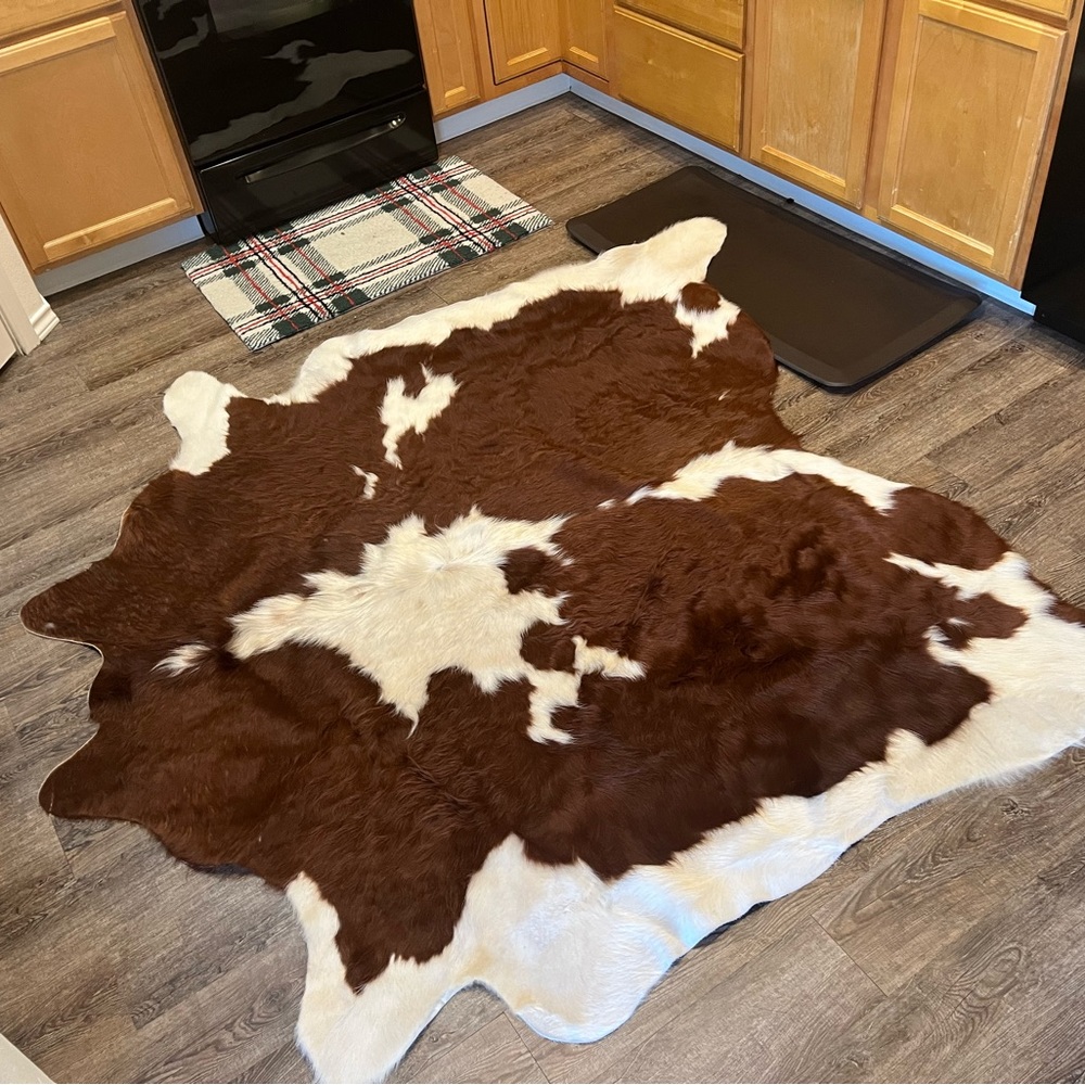 Brown and white cowhide